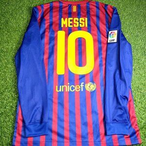 Messi Barcelona 2011 2012 Long Sleeve Soccer Jersey Shirt L SKU# 419878-486